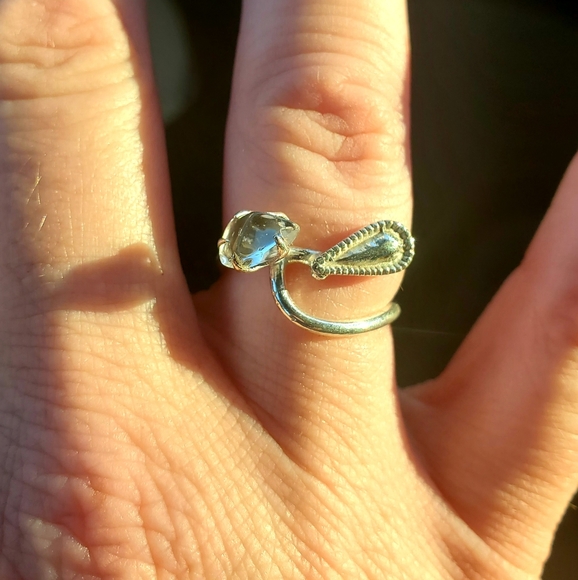 New Rough Herkimer Diamond Chip 925 Silver Ring. - Picture 12 of 16